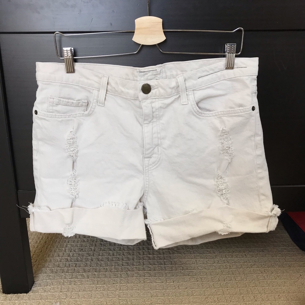 Current/Elliot Khaki Distressed Denim Boyfriend Shorts | Size 29